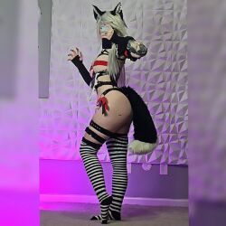 anal_beads anal_tail animal_ears butt_plug buttplug_in_ass cosplay fake_tail helluva_boss loona_(helluva_boss) luceil_hime real_life socks tail thighhighs wolf_ears wolf_tail