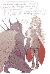 Rule 34 | 1boy, 1girl, 30sugarnoice, armor, black armor, black dress, black gloves, blue hair, commentary, crying, crying with eyes open, dress, english commentary, english text, fire emblem, fire emblem heroes, fur trim, gauntlets, gloves, grey hair, highres, holding hands, jewelry, lif (fire emblem), long hair, looking at another, nintendo, official alternate costume, pauldrons, red eyes, short hair, shoulder armor, simple background, speech bubble, tearing up, tears, veronica (brave princess) (fire emblem), veronica (fire emblem), white background, wide sleeves
