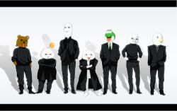 2channel blush character_request coat crossover daddy_cool formal_clothes ghost_in_the_shell jacket kuma_(2ch) kumabee mario_(series) meme necktie nintendo parody pedobear suit super_mario_bros._1 yaranaio yaruo yoshi