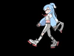 1girl animated animated_gif bad_source blue_hair blue_shirt colored_shoe_soles colored_tips cropped_hoodie cropped_shirt from_side full_body grey_shorts half_updo help!!_(hololive) high_ponytail hololive hololive_indonesia hood hoodie jacket kobo_kanaeru kobo_kanaeru_(1st_costume) long_hair long_sleeves looping_animation multicolored_hair official_art pants ponytail profile puffy_long_sleeves puffy_sleeves see-through_clothes see-through_jacket shirt shoes shorts simple_background sneakers split_ponytail tight_clothes tight_pants transparent_background two-tone_hair virtual_youtuber walking white_footwear white_hair white_hoodie white_pants yoir