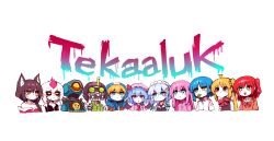 2boys 6+girls absurdres ahri_(league_of_legends) animification apex_legends artist_name aviator_cap bad_id bad_pixiv_id black_hair black_hat black_sclera black_vest blonde_hair blue_eyes bocchi_the_rock! bodysuit bow braid braided_sidelock collared_shirt colored_sclera emoji evelynn_(league_of_legends) gotoh_hitori green_vest hat highres hood hood_down hood_up hooded_bodysuit hooded_jacket humanoid_robot ijichi_nijika izayoi_sakuya jacket japanese_clothes kimono kita_ikuyo leaf_in_mouth league_of_legends long_hair looking_up maid_headdress mask mob_cap mouth_mask multiple_boys multiple_girls octane_(apex_legends) off_shoulder one-eyed orange_eyes orange_jacket orange_shirt pathfinder_(apex_legends) pink_hat pink_shirt portrait red_bow red_eyes red_kimono remilia_scarlet robot shirt short_hair tekaaluk thinking_emoji touhou vest wattson_(apex_legends) white_background white_hair white_headdress white_shirt yamada_ryo