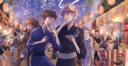 Rule 34 | 6+boys, 6+girls, absurdres, aerial fireworks, aida kensuke, akagi ritsuko, ayanami rei, bird, brown hair, candy apple, cotton candy, eating, emamade1, everyone, festival, fireworks, floral print, floral print kimono, food, food stand, fuyutsuki kouzou, grey hair, gun, highres, holding, holding gun, holding weapon, horaki hikari, ikari gendou, ikari shinji, ikari yui, japanese clothes, kaji ryouji, katsuragi misato, kimono, kneeling, lantern, market stall, multiple boys, multiple girls, nagisa kaworu, neon genesis evangelion, paper lantern, penguin, penpen, print kimono, shaved ice, souryuu asuka langley, standing, suzuhara touji, takoyaki, weapon