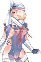 1girl bad_id bad_pixiv_id bandaged_arm bandages blonde_hair breasts cameltoe covered_erect_nipples cowboy_shot female_focus hair_over_one_eye headwear_request medium_breasts nintendo orange_eyes pointy_ears see-through_clothes sheik short_hair sideboob solo tansansui_soda the_legend_of_zelda the_legend_of_zelda:_ocarina_of_time