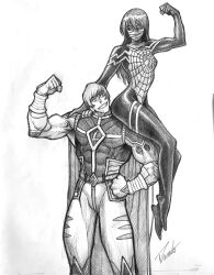 absurdres comic crossover highres marvel silk_(marvel) tagme traditional_media valentman