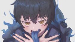 1girl artist_request fang long_tongue looking_at_viewer short_hair tagme tongue tongue_out