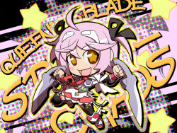+_+ chibi cute_(queen&#039;s_blade) dual_wielding holding nom purple_hair queen&#039;s_blade queen&#039;s_blade_spiral_chaos short_hair solo star_(symbol) sword symbol-shaped_pupils weapon