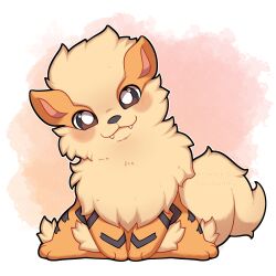 Rule 34 | absurdres, animal focus, arcanine, blush, brown eyes, fangs, gen 1 pokemon, happy, highres, nintendo, no humans, pokemon, sevi (seviyummy), sitting, smile, solo