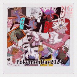 anniversary black_sclera border charizard claws closed_mouth colored_sclera commentary_request copyright_name creatures_(company) fangs fangs_out game_freak gen_1_pokemon gen_2_pokemon gen_3_pokemon gen_4_pokemon gen_5_pokemon gen_6_pokemon gen_7_pokemon gen_8_pokemon groudon koraidon legendary_pokemon lugia nintendo no_humans open_mouth palkia pikachu pokemon pokemon_(creature) rayquaza reshiram sagemaru-br sharp_teeth signature solgaleo suicune teeth watermark white_border xerneas yellow_eyes zacian