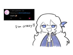 Rule 34 | 1boy, argalia (project moon), ascot, blue cape, blue eyes, blue jacket, cape, chibi, collared jacket, english text, gold trim, hair ornament, jacket, library of ruina, long hair, open mouth, project moon, request inset, sidelocks, smile, solo, very long hair, white ascot, white hair, yongsa (ishmaelenjoyer)
