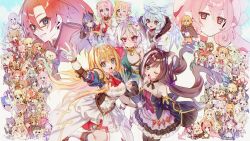 Rule 34 | 1boy, 6+girls, akari (princess connect!), akino (princess connect!), anna (princess connect!), aoi (princess connect!), aoi (transfer student) (princess connect!), ayane (princess connect!), ayumi (princess connect!), bare shoulders, blonde hair, book, breasts, butterfly mask, cape, character request, chieru (princess connect!), chika (princess connect!), chloe (princess connect!), christina (princess connect!), closed mouth, creditta (princess connect!), eriko (princess connect!), everyone, fang, flaming skull, flower, food, gloves, green eyes, green hair, hair between eyes, hair flower, hair ornament, hatsune (princess connect!), here (hr rz ggg), highres, hiyori (princess connect!), homare (princess connect!), illya (princess connect!), inori (princess connect!), io (princess connect!), jun (princess connect!), karin (princess connect!), karyl (princess connect!), kasumi (princess connect!), kaya (princess connect!), kokkoro (princess connect!), kuka (princess connect!), kurumi (princess connect!), kyoka (princess connect!), labyrista (princess connect!), lima (princess connect!), looking at viewer, mahiru (princess connect!), maho (princess connect!), makoto (princess connect!), mask, matsuri (princess connect!), mifuyu (princess connect!), mimi (princess connect!), misaki (princess connect!), misato (princess connect!), misogi (princess connect!), mitsuki (princess connect!), miyako (princess connect!), monika weisswind, muimi (princess connect!), multiple girls, nanaka (princess connect!), navel, neneka (princess connect!), ninon (princess connect!), nozomi (princess connect!), one eye closed, pecorine (princess connect!), pink hair, pointy ears, princess connect!, pudding, ranpha (princess connect!), rei (princess connect!), rin (princess connect!), rino (princess connect!), ruka (princess connect!), saren (princess connect!), sheffy (princess connect!), shinobu (princess connect!), shiori (princess connect!), shizuru (princess connect!), skin fang, skull, smile, suzume (princess connect!), suzuna (princess connect!), tamaki (princess connect!), tomo (princess connect!), tsumugi (princess connect!), yori (princess connect!), yui (princess connect!), yukari (princess connect!), yuki (princess connect!), yuni (princess connect!)
