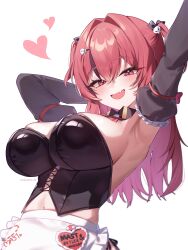 1girl absurdres apron character_name goddess_of_victory:_nikke highres maid mast_(nikke) mast_(romantic_maid)_(nikke) official_alternate_costume pink_eyes pink_hair simple_background solo tagme taiyaki12 upper_body white_background