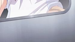 Rule 34 | 1boy, 1girl, animated, animated gif, anime screenshot, assisted exposure, breast focus, breasts, clothes lift, grabbing another&#039;s breast, groping, huge breasts, kamishiro shouhei, molestation, neckerchief, nipples, no bra, one breast out, red neckerchief, school uniform, shirt, shirt lift, soshite watashi wa ojisan ni..., train, white shirt