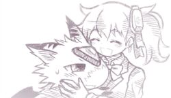 Rule 34 | aiba ami, blue eyes, digicore interface, digimon, digimon story: cyber sleuth, dorumon, goggles, goggles on head, highres, long hair, monochrome, red hair, sidetail, sketch, traditional media