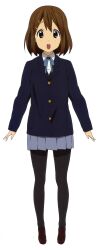 1girl a-pose absurdres anime_coloring arms_at_sides artist_request black_jacket black_pantyhose black_shoes blazer bob_cut brown_eyes brown_hair buttons collared_shirt dot_nose double-parted_bangs full_body grey_skirt hair_ornament hairpin happy highres hirasawa_yui jacket k-on! legs_apart long_sleeves looking_ahead looking_at_viewer miniskirt official_art open_mouth pantyhose raised_eyebrows sakuragaoka_high_school_uniform scan school_uniform shirt shoes simple_background skirt smile solo standing straight-on tachi-e teeth third-party_source upper_teeth_only white_background white_shirt wing_collar