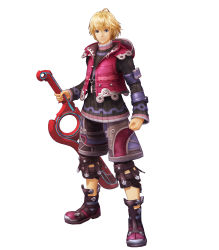 1boy 3d absurdres ahoge blonde_hair blue_eyes boots full_body highres long_sleeves looking_at_viewer male_focus monado nintendo official_art short_hair shorts shulk_(xenoblade) solo sweater sword turtleneck turtleneck_sweater vest weapon white_background xenoblade_chronicles_(series) xenoblade_chronicles_1 xenoblade_chronicles_(series)