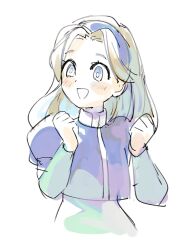 1girl aoki_(fumomo) blonde_hair blue_dress blue_eyes blue_hairband blush dress hairband highres long_hair maria_robotnik open_mouth simple_background smile solo sonic_(series) sonic_adventure_2 white_background
