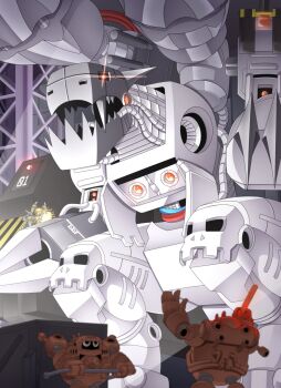 Rule 34 | cable, claws, digimon, digimon (creature), guardromon, highres, mugendramon, okuwamon, robot, sharp teeth, skull, teeth