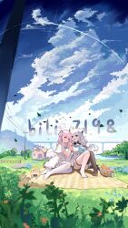 Rule 34 | 2girls, angel wings, animal ears, baguette, barefoot, basket, black shorts, black thighhighs, blanket, blue archive, blue eyes, blue flower, blue nails, blue sky, blush, bread, bridge, building, capelet, church, cloud, cloudy sky, crossover, day, detached sleeves, dress, flower, food, grass, grey hair, haishi tai ruo le aaaaaa, halo, hashtag-only commentary, highres, hololive, long hair, mika (blue archive), multicolored halo, multiple girls, nail polish, no shoes, open mouth, outdoors, pantyhose, parted lips, picnic, picnic basket, picnic blanket, pink hair, power lines, scenery, shirakami fubuki, shirt, short dress, shorts, single thighhigh, sky, sleeveless, sleeveless shirt, smile, sunlight, thigh strap, thighhighs, toenail polish, toenails, tree, utility pole, virtual youtuber, white capelet, white dress, white pantyhose, white shirt, white wings, wide shot, wings, wolf ears, wolf girl, yellow eyes, yuri