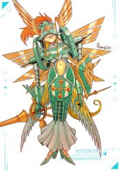 Rule 34 | 1girl, absurdres, angel, angel girl, armor, digimon, digimon (creature), female focus, highres, ofanimon, smile, solo, teeth