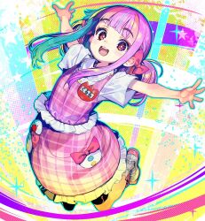 1girl character_request copyright_request full_body koshien_kururu long_hair low_twintails onono_imoko open_mouth purple_eyes purple_hair purple_shirt purple_skirt shirt skirt solo twintails virtual_youtuber white_shirt