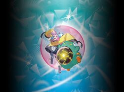 Rule 34 | 1girl, :d, abstract background, absurdres, aqua background, archived source, arms up, bellibolt, blanco026, blue hair, boots, closed mouth, coat, eyelashes, grey boots, highres, iono (pokemon), multicolored hair, nintendo, official art, open mouth, pink eyes, pink hair, pokemon, pokemon (creature), pokemon sv, pokemon tcg, second-party source, sharp teeth, sleeves past fingers, sleeves past wrists, smile, teeth, two-tone hair, upper teeth only, yellow coat