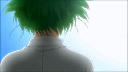 ass back bakadere bare_back butt_crack clothes_pull completely_nude day green_hair hair_ornament kenkou_zenrakei_suieibu_umishou legs lying medium_hair ninagawa_amuro nude ocean on_back pulling_out shirt undressing white_shirt x_hair_ornament