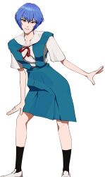 1girl absurdres ayanami_rei black_socks blue_hair closed_mouth commentary dated_commentary english_commentary highres myumui neon_genesis_evangelion red_eyes school_uniform short_hair socks solo tokyo-3_middle_school_uniform transparent_background