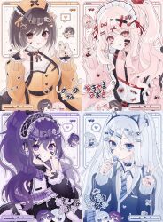 1other 25-ji_nightcord_de._(project_sekai) 3girls :3 :d :p aegyo_sal akiyama_mizuki apron asahina_mafuyu bandaid bandaid_hair_ornament bandaid_on_cheek bandaid_on_face bandaid_on_finger bandaid_on_hand bare_shoulders belt bent_v black_belt black_bow black_collar black_hairband black_nails blue_choker blue_hair blue_jacket blue_nails blue_necktie blue_skirt blue_trim bob_cut bow braid breasts brown_eyes brown_hair buttons candy cat_hair_ornament chibi chibi_inset choker cleavage collar collarbone collared_shirt cross-laced_clothes cross-laced_hairband cross-laced_sleeves crossed_bandaids diagonal-striped_clothes diagonal-striped_necktie double-parted_bangs double_vertical_stripe dress earrings facial_mark finger_to_cheek food frilled_apron frilled_collar frilled_dress frilled_hairband frilled_hat frilled_shirt frilled_sleeves frills fur-trimmed_sleeves fur_trim gauze gauze_on_cheek grey_hair hair_between_eyes hair_bow hair_ornament hairband halftone hashtag-only_commentary hat heart heart_belt heart_button heart_choker heart_collar heart_facial_mark heart_hair_ornament high_ponytail highres holding holding_candy holding_food holding_lollipop jacket jewelry lollipop long_hair long_sleeves looking_at_viewer maid_headdress medium_breasts miniskirt multiple_girls nail_polish necktie nurse_cap open_clothes open_jacket open_mouth orange_dress orange_hat orange_jacket orange_ribbon outline parted_lips pink_eyes pink_hair pink_jacket plaid_clothes plaid_necktie plaid_skirt ponytail project_sekai puffy_long_sleeves puffy_sleeves purple_bow purple_eyes purple_hair purple_necktie red_bow red_ribbon ribbon ribbon-trimmed_headwear ribbon_trim ring shinonome_ena shirt short_hair sidelocks simple_background single_braid skirt sleeveless sleeveless_shirt smile sparkle spoken_heart strapless strapless_dress striped_clothes stud_earrings studded_belt syringe_hair_ornament teeth tongue tongue_out touyu_1210 turtleneck turtleneck_jacket twitter_username two_side_up upper_body upper_teeth_only v v_over_mouth white_apron white_headdress white_outline white_shirt window_(computing) wing_hair_ornament x_hair_ornament yoisaki_kanade