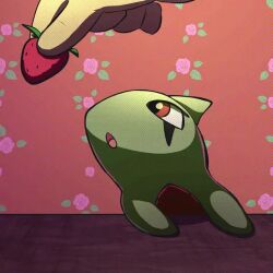 1boy :o animated biting blinking creatures_(company) dropping floral_print food fruit game_freak gen_2_pokemon holding holding_food holding_fruit indoors larvitar looking_up meme nintendo open_mouth pointing pokemon pokemon_(creature) screaming sound spyrook strawberry tagme teeth tongue video woo_yeah_baby!_that&#039;s_what_i&#039;ve_been_waiting_for_(meme)