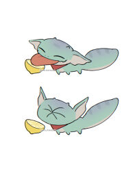 Rule 34 | animal, animal focus, bandana, bandana around neck, closed eyes, commentary, english commentary, food, fruit, gecko, lemon, licking, meme, milramemo, no humans, original, simple background, thour (meme), tongue, tongue out, twitter username, white background