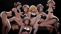 6+girls absurdres ass black_bra blonde_hair blue_eyes blush bra breasts brown_eyes brown_hair caroline_(pokemon) choker cleavage collarbone delia_ketchum earrings grace_(pokemon) green_eyes hair_ornament hair_over_one_eye hairband headband highres jewelry lace lace_trim large_breasts leaning_forward lingerie long_hair looking_at_viewer lusamine_(pokemon) mature_female medium_breasts multiple_girls navel nintendo open_mouth paldea_mother panties pokemon pokemon_(anime) pokemon_(classic_anime) pokemon_bw pokemon_rse_(anime) pokemon_sm pokemon_sv pokemon_xy ponytail short_hair smile stomach thighs twintails underwear unova_mother_(bw) very_long_hair vivivoovoo