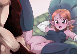 Rule 34 | 1boy, 1girl, chronoa, colored skin, dragon ball, dragon ball heroes, dragon ball xenoverse, height difference, highres, penis, pink hair, purple skin, pussy, sex, super dragon ball heroes, trunks (dragon ball), trunks (future) (dragon ball), trunks (future) (xeno) (dragon ball), uncensored, vaginal