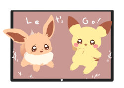 animal_focus blush bright_pupils brown_eyes eevee full_body gen_1_pokemon nintendo no_humans open_mouth pikachu pokemon pokemon_(creature) seseragisaao smile tail white_pupils