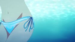 1boy 1girl animated anime_screenshot ass bikini blue_bikini braid brown_hair groin highres kanojo_okarishimasu kinoshita_kazuya long_hair mizuhara_chizuru navel orange_hair pool side-tie_bikini_bottom sound stomach swimming swimsuit tagme thighs underwater video wide_hips
