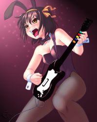 00s animal_ears playboy_bunny guitar guitar_hero instrument pantyhose suzumiya_haruhi suzumiya_haruhi_no_yuuutsu