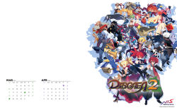 Rule 34 | 10s, 2016, 6+boys, 6+girls, adell (disgaea), age difference, ahoge, akutare (disgaea), alcohol, animal hat, animal print, anklet, april, apron, archer (disgaea), armor, baggy pants, bald, bandages, bandeau, bare shoulders, beard, beast master (disgaea), belt, belt bra, belt pouch, belt skirt, bike shorts, bird, black hair, blonde hair, blue eyes, blue hair, bracelet, brother and sister, brothers, calendar, chain, clenched teeth, collar, company name, copyright name, cow print, cowboy hat, crossed arms, cuffs, cup, demon girl, disgaea, dress, drill hair, drink, drinking glass, earrings, elder spear, etna (disgaea), everyone, facial hair, female warrior (disgaea), fire, flat chest, flonne, flonne (fallen angel), forehead jewel, fubuki (disgaea), full body, gauntlets, gem, geomancer (disgaea), goggles, goggles on head, green hair, grin, guitar, gun, gunner (disgaea), hanako (disgaea), handgun, harada takehito, hat, healer (disgaea), heavy knight (disgaea), high heels, high ponytail, high side ponytail, hip vent, holding, holding weapon, hood, horns, index finger raised, instrument, jewelry, kunoichi (disgaea), laharl, logo, long hair, looking at viewer, mage (disgaea), magic, magic knight (disgaea), makai senki disgaea 2, male warrior (disgaea), march, mask, midriff, mouth mask, multiple boys, multiple girls, muscular, navel, necktie, ninja, official art, official wallpaper, one eye closed, open clothes, pants, penguin, pink hair, pointy ears, polearm, ponytail, pouch, prinny, purple hair, red eyes, red hair, red scarf, rozalin, scarf, shadow, short hair, short twintails, shorts, siblings, side ponytail, silver hair, simple background, sinner (disgaea), skull (disgaea), skull earrings, smile, spear, standing, taro (disgaea), tattoo, teeth, thief (disgaea), thighhighs, tink (disgaea), topless male, torn clothes, twin drills, twintails, very long hair, weapon, white background, wine, wine glass, yukimaru