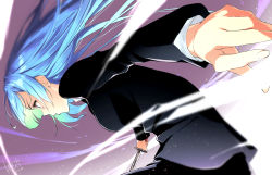 1girl blue_hair eyebrows_hidden_by_hair from_side hair_between_eyes highres jujutsu_kaisen long_hair miwa_kasumi solo tagme tochi_keisuke