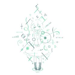 Rule 34 | 1girl, abstract, absurdres, boots, closed mouth, colo (frypan soul), dated, dress, full body, green theme, highres, leaf, long sleeves, looking at viewer, medium hair, original, solo, standing, straight-on, white background