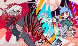cxdotchison dark_skin energy_barrier extra_mouth fukua_(skullgirls) highres humanoid_robot joints living_hair metal_skin moon orange_eyes prehensile_hair red_moon robo-fortune robot robot_girl robot_joints skullgirls toe_claws