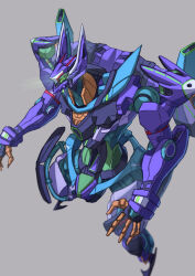 Rule 34 | absurdres, commentary request, extra eyes, funnels (gundam), gfred, glowing, glowing eyes, grey background, gundam, gundam gquuuuuux, highres, ka ki o, lens flare, machinery, mecha, mecha focus, mobile suit, no humans, robot, science fiction, solo, spoilers, zeon