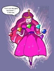 1boy 1girl adventure_time chaos_emerald colored_skin crossover crown dr._eggman dress english_text facial_hair glasses goggles goggles_on_head long_hair meme muscular muscular_male mustache now_draw_her_giving_birth_(meme) open_mouth pink_dress pink_hair pink_skin princess princess_bonnibel_bubblegum purple_shoes red_shirt shirt shoes simple_background sonic_(series) soniverseu thick_mustache very_long_hair