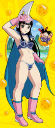 Rule 34 | 1girl, absurdres, armor, bikini, bikini armor, chi-chi (dragon ball), dragon ball, female focus, highres, hime cut, smile, solo, son goku, swimsuit