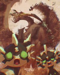 Rule 34 | 6+boys, absurdres, alien, ben 10, black skin, chromatic aberration, colored skin, commentary, ditto (ben 10), enagatori 38, english commentary, green eyes, hands on own head, highres, male focus, multicolored skin, multiple boys, no humans, omnitrix, open mouth, pointing, pointing at another, screaming, signature, teeth, tongue, two-tone skin, white skin