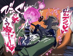 1futa artist_name bar_censor black_skin blonde_hair breasts censored colored_nipples colored_skin colored_tongue commentary_request cum cum_on_body cum_overflow demon_girl ejaculation erection excessive_cum futanari futanari_masturbation green_eyes handsfree_ejaculation internal_cumshot large_penis masturbation medium_breasts medium_hair mirin_chikuwa monster_girl motion_lines nipple_stimulation nipple_tweak original penis penis_milking prehensile_tail purple_nipples small_breasts solo tail tail_masturbation tail_pussy testicles translation_request tweaking_own_nipple