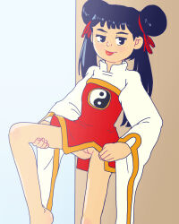 1girl cardcaptor_sakura highres li_meiling loli pussy solo tongue tongue_out