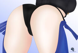 1girl absurdres angel_(kof) ass bent_over breasts curvy female_focus from_behind highres huge_ass jacket large_breasts leather leather_jacket noir-black-shooter panties the_king_of_fighters thick_thighs thighs underwear