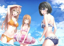 3girls anata_wo_akiramekirenai_moto_iinazuke_ja_dame_desuka? ass bikini butt_crack karutamo multiple_girls swimsuit tagme wet