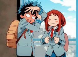 10s animated animated_gif boku_no_hero_academia brown_hair deku green_hair midoriya_izuku tagme uraraka_ochako