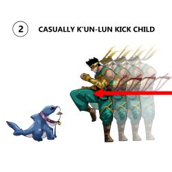 Rule 34 | absurdres, afterimage, all fours, animal collar, arrow (symbol), bandaged arm, bandages, bell, casually approach child (meme), clenched hands, collar, english text, fighting game, fighting stance, gameplay mechanics, green pants, headband, highres, iron fist (marvel), jeff (marvel), jingle bell, leg up, marvel, marvel rivals, meme, neitheyagi, pants, parody, sharp teeth, shun goku satsu, standing, standing on one leg, teeth