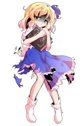 Rule 34 | 1girl, alice margatroid, alice margatroid (pc-98), alphes (style), bare arms, blonde hair, blue hairband, blue ribbon, blue skirt, bobby socks, book, commentary request, dairi, defeat, frilled skirt, frills, full body, grimoire of alice, hair between eyes, hairband, holding, holding book, large variant set, open book, parody, parted bangs, puffy short sleeves, puffy sleeves, ribbon, shirt, short hair, short sleeves, skirt, socks, solo, style parody, tachi-e, torn clothes, touhou, touhou (pc-98), transparent background, variant set, white shirt, white socks
